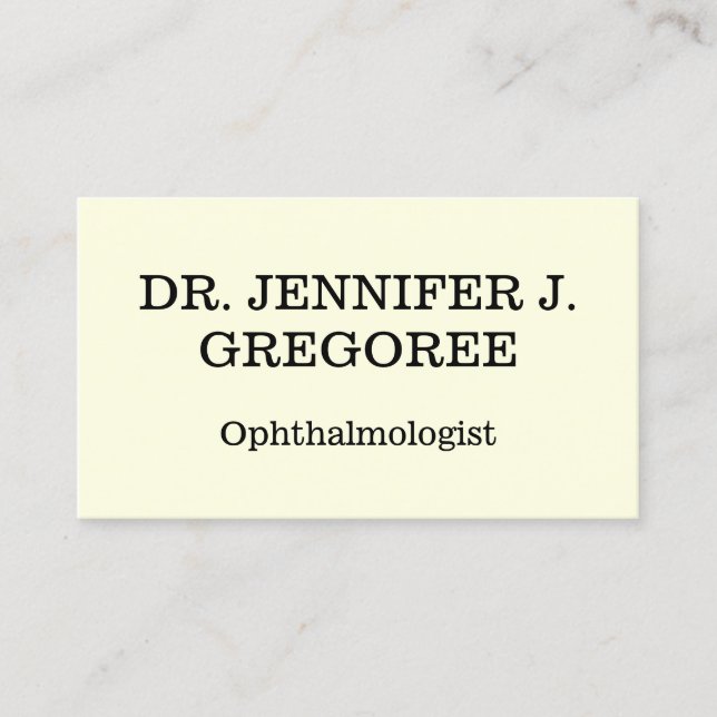 Einfache Ophthalmologin-Visitenkarte Visitenkarte (Vorderseite)