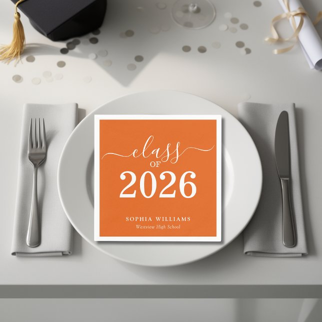 Einfache Orange Abschlussklasse 2026  Serviette (Von Creator hochgeladen)