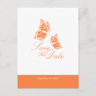 Einfache Orange Butterflies Save the Date Hochzeit Ankündigungspostkarte