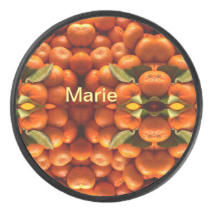 Einfache orange Frucht mit Namen minimal benutzerd Eishockey Puck