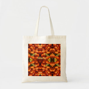 Einfache orange Frucht mit Namen minimal benutzerd Tragetasche