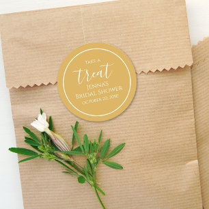 Einfache orange Hochzeitsdusche Kalligrafie Wasser Runder Aufkleber