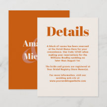 Einfache Orange Moderne Minimalistische Hochzeitde