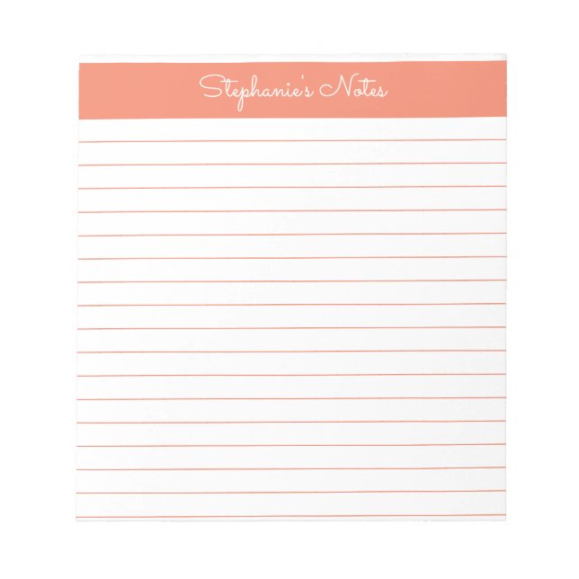 Einfache Orange Personalisiert Linke Notepad Notizblock (Vorderseite)