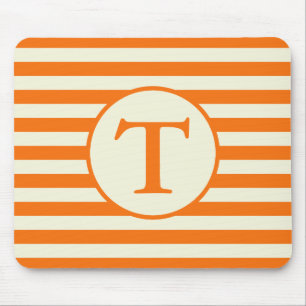 Einfache Orange- und Beige Streifen-Muster Mousepad