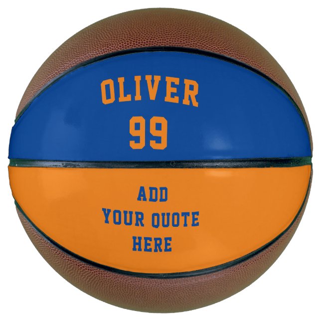 Einfache Orange- und Blauer Name-Angabe Basketball (Vorderseite)