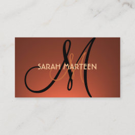 Einfache Orange verblassen Monogramm-Visitenkarten Visitenkarte