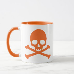 Einfache Orangen-Schädel- und Crossbones-Tasse Tasse