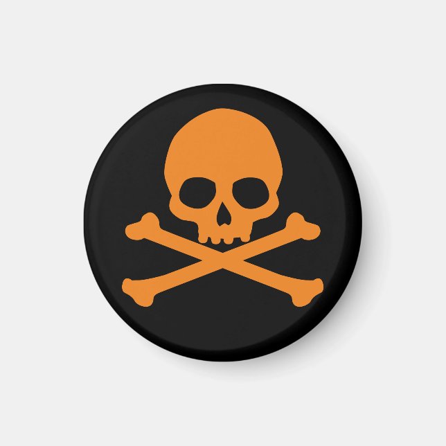 Einfache Orangen-Schädel und Kreuze Magnet (Vorne)