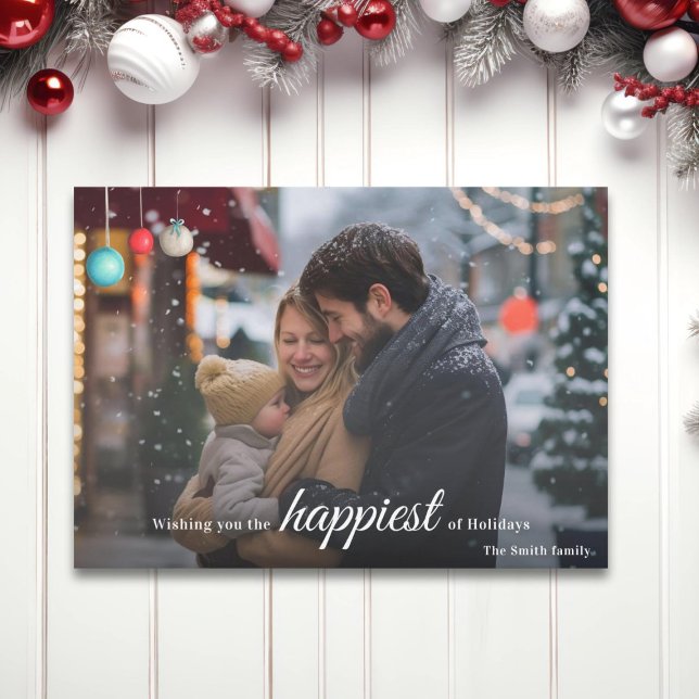 Einfache Ornamente Happy Holidays Foto Weihnachten (Von Creator hochgeladen)