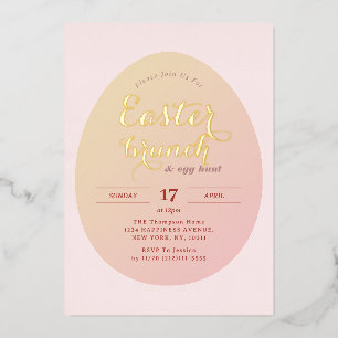 Einfache Osterbrunch Ei Jage Soft Pink Folieneinladung