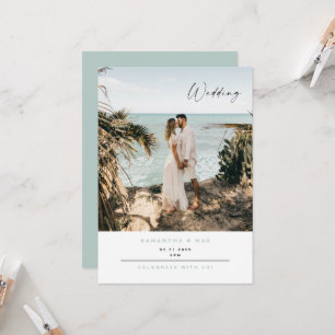 Einfache Paare Foto Meeres-Hochzeit zeitgenössisch Einladung