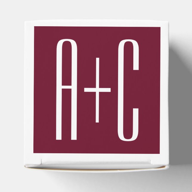 Einfache Paare Initialen | White & Burgund Geschenkschachtel (Oben)