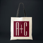 Einfache Paare Initialen | White & Burgund Tragetasche<br><div class="desc">Klug,  kühn und modern.</div>