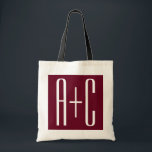 Einfache Paare Initialen | White & Burgund Tragetasche<br><div class="desc">Klug,  kühn und modern.</div>