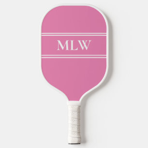 Einfache Paddel mit rosa und weißem Monogramm Pickleball Schläger