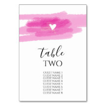 Einfache Paint Strokes & Heart Wedding Guest Names
