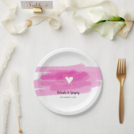 Einfache Paint Strokes & Heart Wedding Pappteller