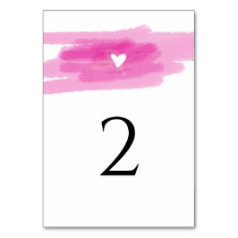 Einfache Paint Strokes & Heart Wedding Tischnummer
