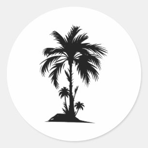 Einfache Palme Eleganz in Schwarz und Weiß Runder Aufkleber
