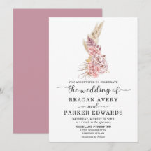 Einfache Pampas-Gras-Rose und Lila Hochzeit