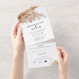 Einfache Pampasgras auf einer Hochzeit All In One Einladung