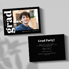 Einfache Party für Schwarz-weiße Fotos Einladung