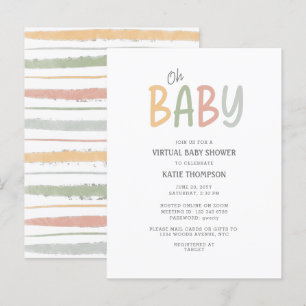 Einfache Pastel Oh Baby Virtual Baby Dusche Ankündigungspostkarte