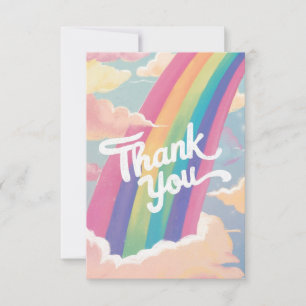 Einfache Pastel-Regenbogen und Wolken Dankeskarte