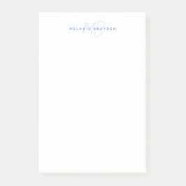 Einfache Pastell Blau-Minimalistisch-Monogramm-Bez Post-it Klebezettel