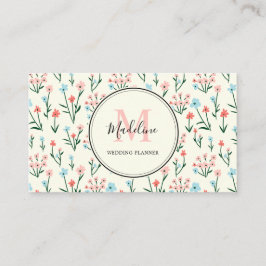Einfache Pastell Pink Blue Flowers Muster Business Visitenkarte