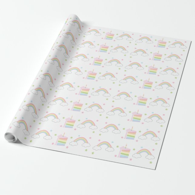 Einfache Pastell-Rainbow-Kuchen Geschenkpapier (Ungerollt)