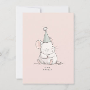 Einfache Pastell Süße Maus Geburtstagskarte