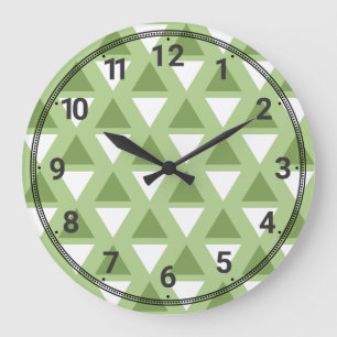 Einfache pastellgrüne geometrische Muster Große Wanduhr