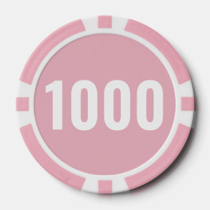 Einfache Pastellrosa Weiße Fette Zahl Pokerchips