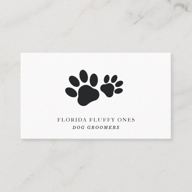 Einfache Paw Print Dog Groomer Visitenkarte (Vorderseite)