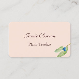Einfache Peach Botanic Blue Berries Business Card Visitenkarte
