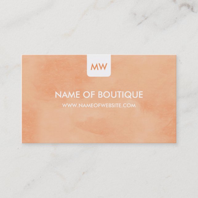 Einfache Peach Chic Boutique Monogram Social Media Visitenkarte (Vorderseite)