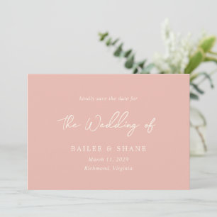 Einfache Peach Moderne Hochzeit Save The Date