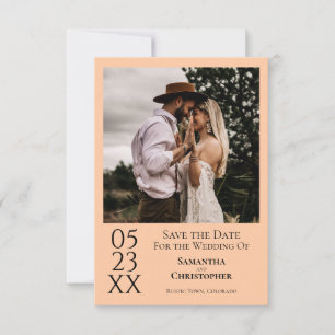 Einfache Peach Modernes Minimales Foto Hochzeit Save The Date