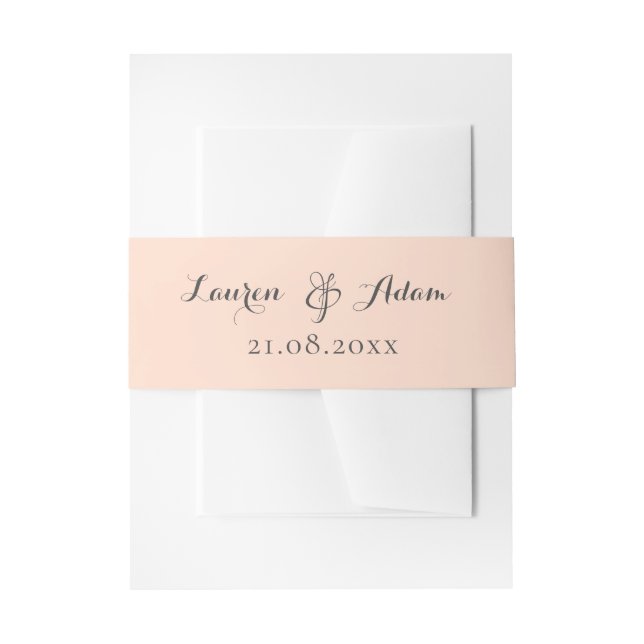 Einfache Peach Monogram Names Wedding Einladungsbanderole (Vorderseite Beispiel)