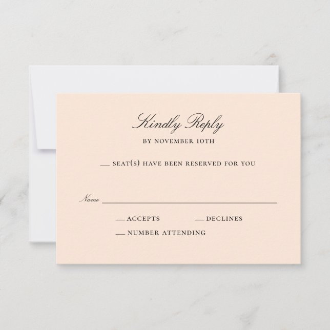 Einfache Peach RSVP Card Antwortkarte Karte (Vorderseite)