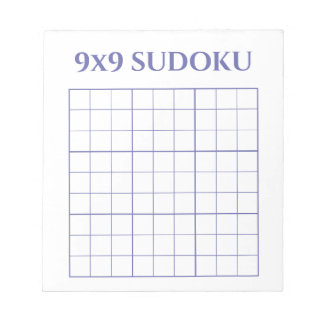 Einfache Periwinkle und weiße 9x9-Sudoku-Vorlage Notizblock