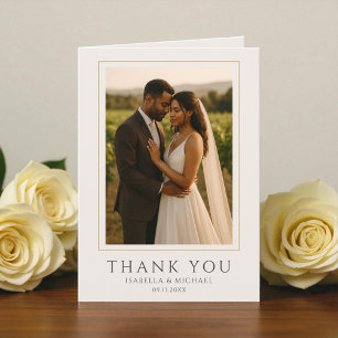 Einfache Personalisierte Elegante Foto-Hochzeit Dankeskarte