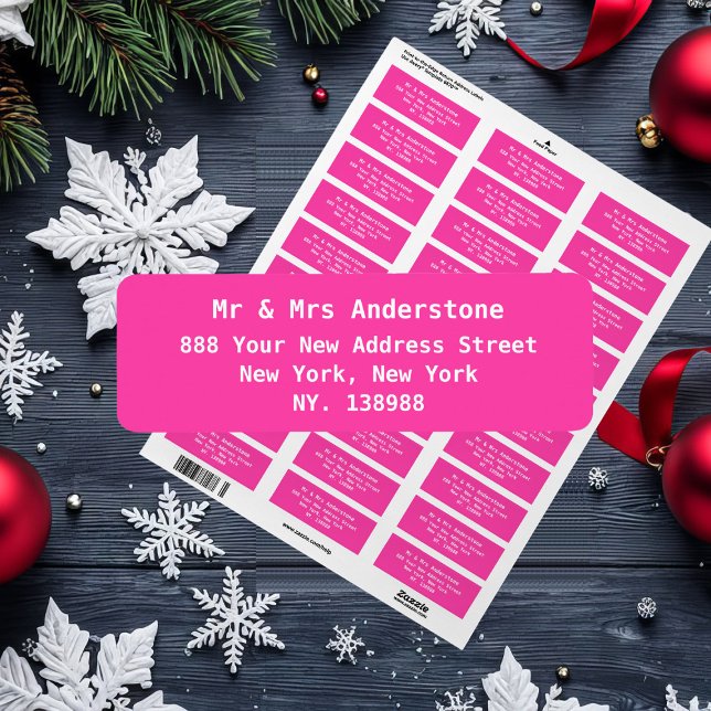 Einfache Personalisierte Elegante Rücksendeadresse (Simple, elegant, personalized hot pink return address labels. Stylish and chic.)