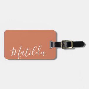 Einfache Personalisierte Farbe Name Terracotta Gepäckanhänger