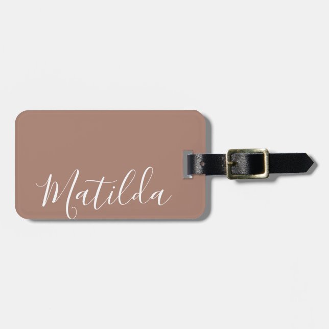 Einfache Personalisierte Farbe Name Terracotta L Gepäckanhänger (Vorderseite horizontal)