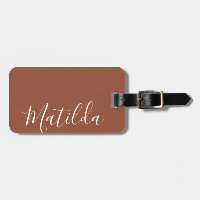 Einfache Personalisierte Farbe Name Terracotta L Gepäckanhänger (Vorderseite horizontal)