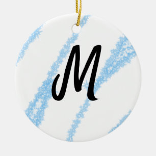 Einfache personalisierte Glitter-Monogramm-Backen- Keramik Ornament
