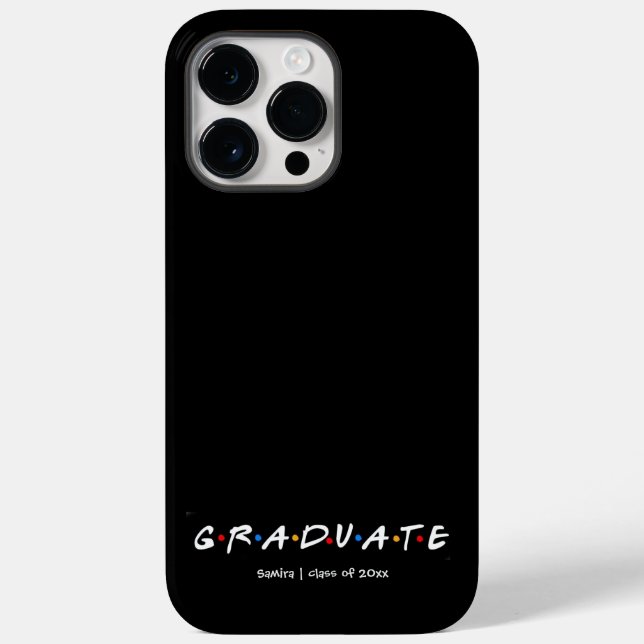 Einfache Personalisierte Graduierung in Schwarz un Case-Mate iPhone 14 Pro Max Hülle (Rückseite)